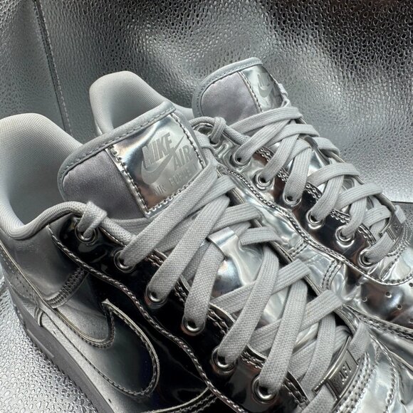 Size 14 Nike‎ Air Force 1 SP Chrome Metallic Silver Womens Sneaker CQ6566-001 - Picture 5 of 11